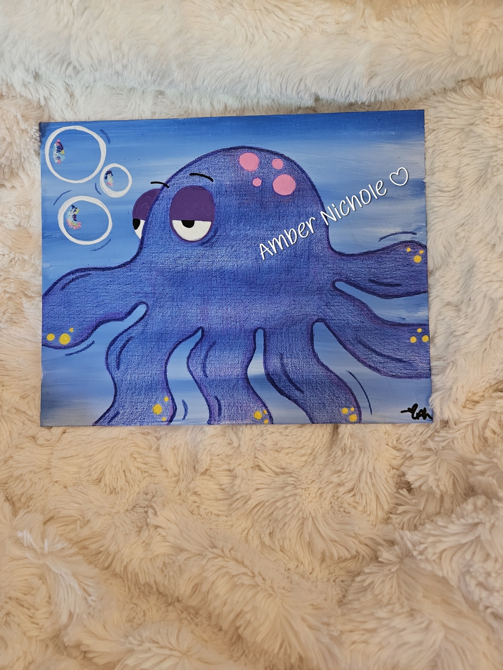 ✨️Purple Octopus Canvas Wall Art with Bubbles